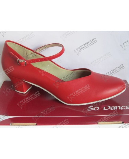 CH791 rot - Tanzschuhe mit Chromledersohle - 4 cm Absatz