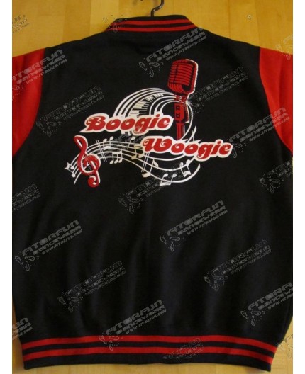 Collegejacke schwarz/rot Flock Microfon Boogie Woogie (CJ-SR-Microfon-FLH) Collegejacke schwarz/rot Flock Microfon Boogie Woogie (CJ-SR-Microfon-FLH)