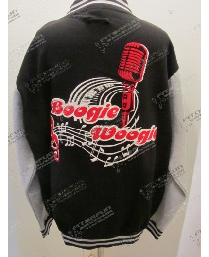 Collegejacke schwarz/grau Flock Microfon Boogie Woogie (CJ-SR-Microfon-FLH) Collegejacke schwarz/grau Flock Microfon Boogie Woogie (CJ-SR-Microfon-FLH)