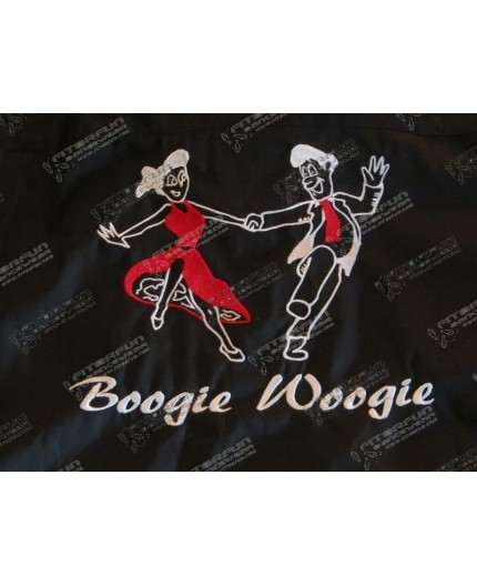 Fleecejacke Motiv Tanzpaar Boogie Woogie Schrift weiß