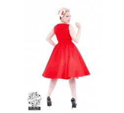 Rockabilly Swingkleid Polk Dots rot mit schwarzen Punkten