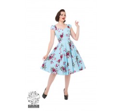 Vintage Kleid in hellblau mit Blumendruck