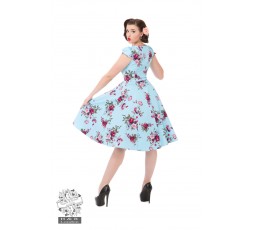 Vintage Kleid in hellblau mit Blumendruck