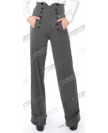 Marlenehose grau mit Knöpfen Marlenehose grau mit Knöpfen